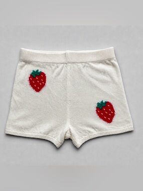 Cream Strawberry Knit Shorts Women sz Lg